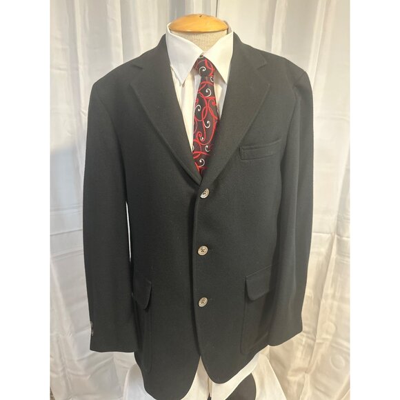Huntington Mens Black 100% Cashmere Blazer Size 38R Classic Single Breasted Jack